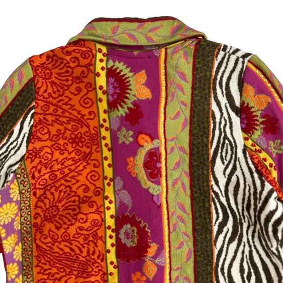 Azuleros NWT French Boho Jacquard Knit Jacket M Mix Print Flora Zebra Statement - Picture 7 of 16